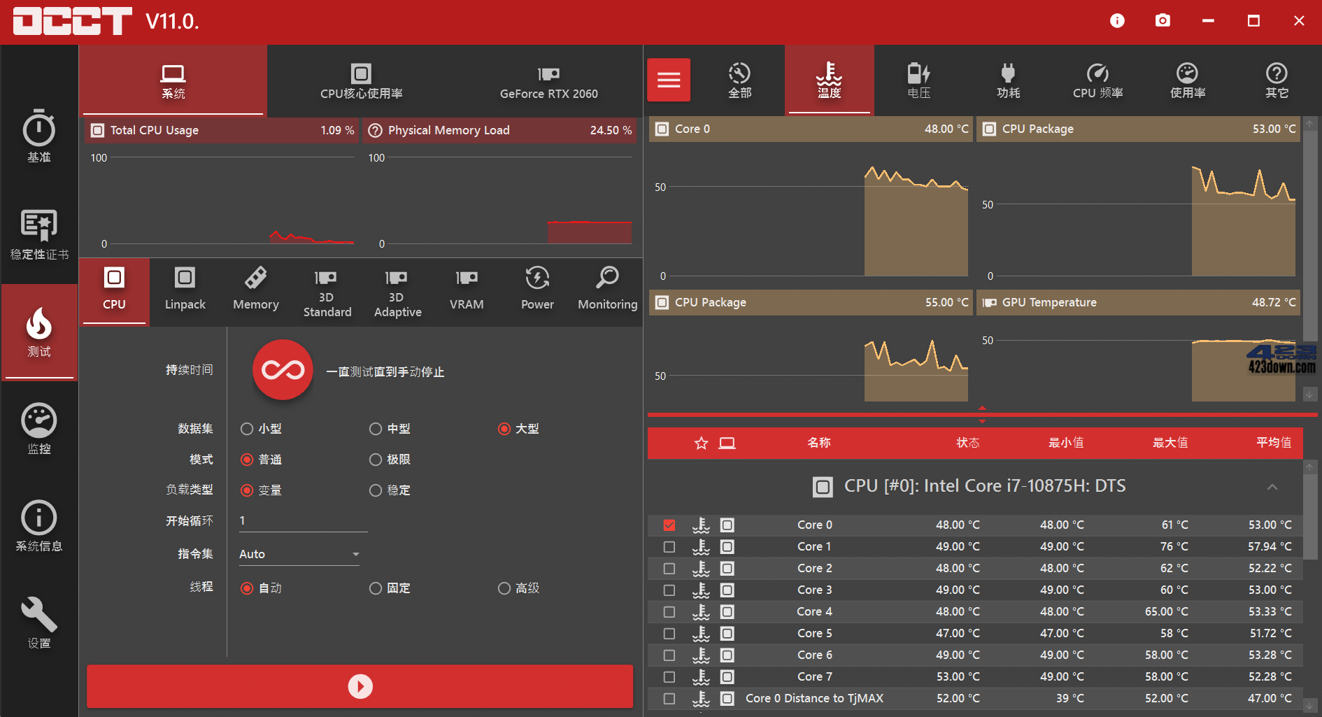 电脑硬件测试软件(烤鸡软件)_OCCT_v11.0.19