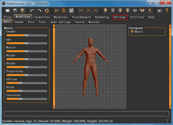 makehuman汉化版下载-MakeHuman下载 V1.0.2绿色汉化版(3D建模软件)插图5